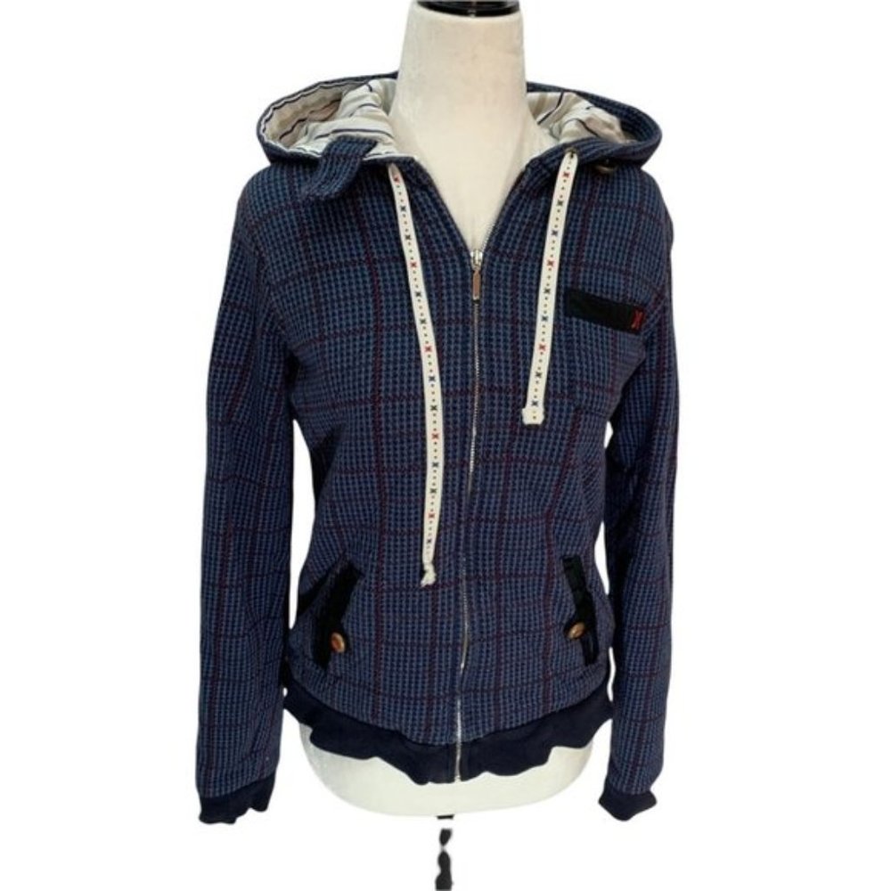 Hurley Quilted Fully Lined Blue  Zip Up Bomber Jacket Hoodie Size S